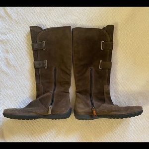 SOLD Sale Tods Mocha Suede Booth 15 1/4 inches tall -